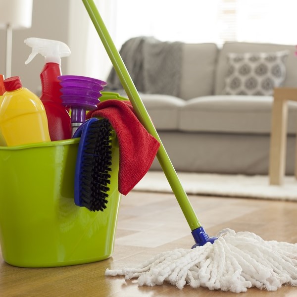 person cleaning office